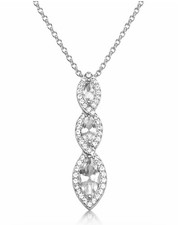 NEW 925 Sterling Silver White Sapphire Marquise Drop Pendant Necklace Zales picture