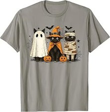 Retro Black Cat Witch Scary Halloween Pumpkin Women Men Kids T-Shirt picture