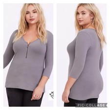 Torrid Gray Foxy V Neck Zip Front Tee NEW Plus Size 4X picture