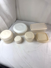 Vtg Rubbermaid Servin' Saver Storage Container Almond Lids Lot Of 6 Round Square picture