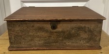 AWESOME ANTIQUE 19C BIBLE BOX ORIGINAL GRAINED PAINT CURVED BACK - NO KEY picture