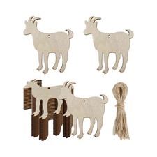 20pcs Wooden Goat Shaped DIY Craft Cutouts Unfinished Wood wood color  picture
