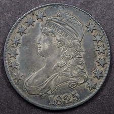 1825 50c Capped Bust Half Dollar - AU Details Cleaned picture