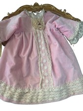 Antique Edwardian Tea Dress for German Bisque Doll Pink Velvet Bru Doll Dress picture