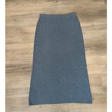 Vtg L.L. Bean Traveler Blue 100% Merino Wool Maxi Skirt picture