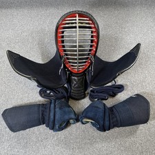 Japanese Kendo Men Helmet & Kote Gloves Set Martial Arts Bogu Armor Gear Vintage picture