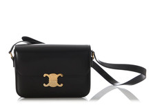 CELINE Shiny Calfskin Medium Classique Triomphe Bag Black (2019 - Excellent) picture