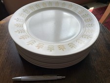 8 MCM Metlox Poppytrail DINNER PLATE Set Pepper Tree Green Fall Leaves Stoneware picture