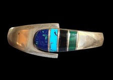 Vintage MEXICO JQM Sterling Silver 925 Modernist Hinged Bangle Vintage Bracelet picture