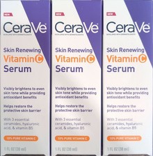 3-Pack CeraVe Skin Renewing Vitamin C Serum with Hyaluronic Acid - 1 FL Oz/30ml picture
