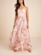 Lulus Breigh Blush Floral Sleeveless Maxi Dress Size Medium picture