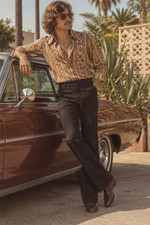 Mens Vintage 70s Haggar Black Pants Disco Mod Western 34x30 (actual 32x29) picture