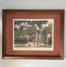 Maurice Jacques Barbizon Maison De Rousseau Etching Lithograph Framed Signed picture