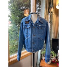 Vtg 70s 80s Wrangler No Fault Denim Sanfor Set Harley David. Patch M Jean Jacket picture