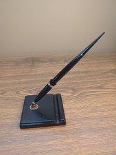 Vintage W.A. Sheaffer Pen Co. Black Onyx Desk Set Fountain Ink Pen 14k Nib picture