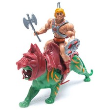Vtg 80's MOTU Masters Universe HE-MAN Fig. + BATTLE CAT Complete w' Accessories picture