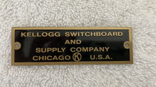 Kellogg Switchboad Antique Telephone Brass Nameplate NOS New Phone Part picture