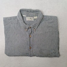 Vintage LL Bean Shirt Mens XLT Tall Black Check Plaid Button-Up Flannel USA Made picture