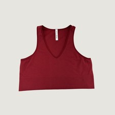 Athleta Aurora Crop Rib Tank Women 2X Plus Red V-Neck Seamless Activewear Gym picture