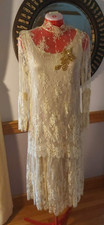 Antique 1920's Art Deco Silk and Lace Wedding Slip Dress picture