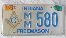 Vintage Indiana Freemason Masonic License Plate MM 580 picture