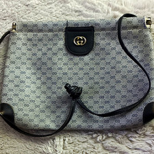 Gucci GG Gray Zip Crossbody Bag with Black Strap, Gold Hardware, Small picture