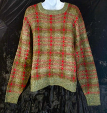 Vintage Crew Sweater Fleecemoor by  Robert Bruce 1960s Tartan plaid sz L men’s picture