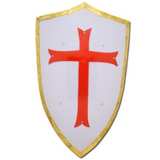 Medieval Warrior Knight Templer Crusader Red Cross Shield 18G Steel LARP picture
