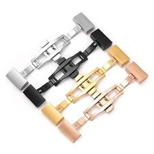 316L Stainless Steel Watch Buckle Double Push Butterfly Clasp 16 18 20 22mm picture