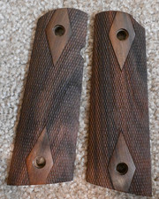 HOGUE COLT 1911 FULL SIZE FLAT BOTTOM DOUBLE DIAMOND CHECKERED PAU FERRO picture