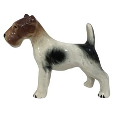 VINTAGE ADORABLE SCRUFFY LOOKING FOX TERRIER DOG PORCELAIN FIGURINE SHELF DECOR picture