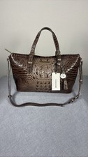 Brahmin Mini Asher Nutmeg Croc Embossed Leather Satchel Bag picture