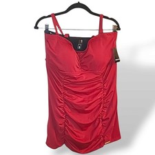 Torrid Marilyn Monroe Ruched Swim Dress One Piece Swimsuit Red Womens 2X 18-20 picture
