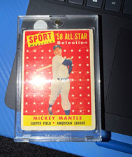 Topps 1958 Mickey Mantle #487 Sport Magazine '58 All-Star NY Yankees MLB Card picture