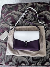 Burberry Derby Calfskin Bi-Color Small Macken Crossbody Mahogany Red Limestone picture
