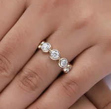 2.20 Ct Round Cut Lab Grown Diamond Eternity Band Ring 14K Yellow Gold picture