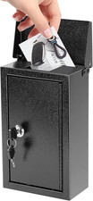 Xydled Wall-Mounted Key Drop Box with Key Lock, Metal Mailbox, Black picture