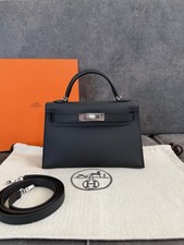 Hermès Mini Kelly II 20 Epsom Noir Black PHW K Stamp 2025 Pristine 10/10 picture