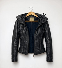 Archive AllSaints Spitalfields Belvedere Black Leather Jacket UK 12 M Grunge YKK picture