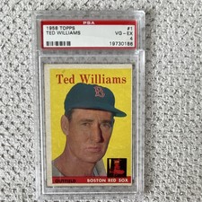Topps 1958 Ted Williams #1 Boston Red Sox PSA 4 VG-EX Graded Card picture