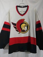 Vintage NHL Ottawa Senators CCM Semi-Pro  Hockey Jersey Men's Large White  picture