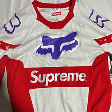Supreme x Fox Racing Mesh Cycling Jersey Long Sleeve L White Red Purple picture