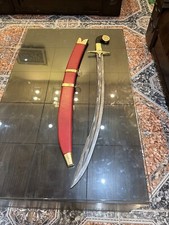 Handmade Damascus Ottoman Turkish Kilij With  Metal Red Scabbard Sharp Yalme picture
