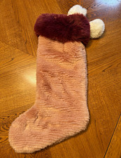 Anthropologie Christmas Stocking Red Pink Fur-never used picture
