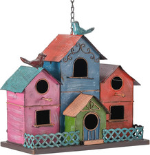 Metal Bird House for Outside Hanging, Colorful Birdhouse with 4-Compartment picture