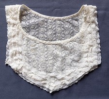 Vintage White Floral NET LACE COLLAR w/RUFFLED EDGE Handmade Victorian Style picture