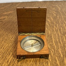 Antique French Pocket Compass in Wooden Case nice condition working picture