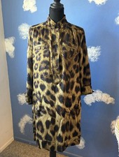 Magaschoni Collection Leopard Print Silk Tunic Dress w/ Pockets, Size 6 picture