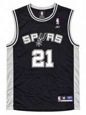 Reebok San Antonio Spurs Tim Duncan 21 NBA Jersey Black Silver Basketball Medium picture