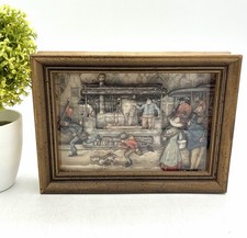 Vintage Anton Pieck 3D Paper Tole Steam Train Framed Art Railroad Scene 8x6 picture